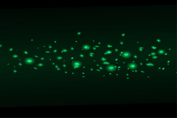 swarm of green fireflies on a black background vector