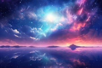 Wall Mural - neon sky landscape outdoors.