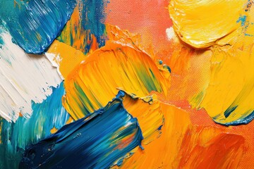 Brushstrokes. Abstract Grunge Texture in Orange and Tart Colours on Oil Painting Background