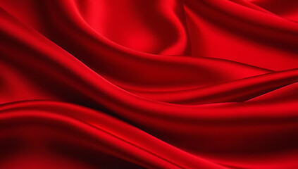 red satin fabric background luxurious soft surface smooth curves elegant decoration material rippling texture flow