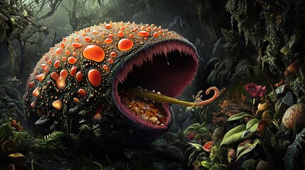 Wall Mural - Surreal Carnivorous Plant in a Lush Jungle