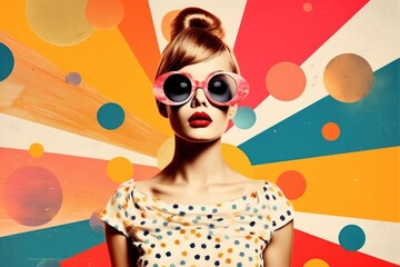 Sticker - Vibrant retro fashion model art