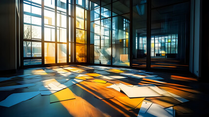 Canvas Print - glass abandoned office