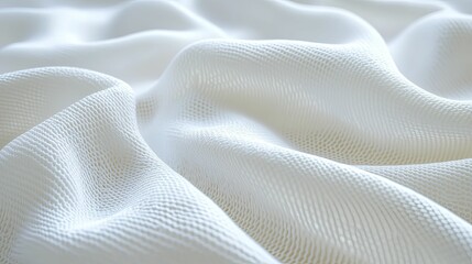 Close-up of White Wrinkled Mesh Fabric