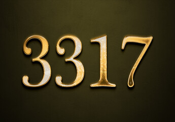 Canvas Print - Old gold effect of 3317 number with 3D glossy style Mockup.	