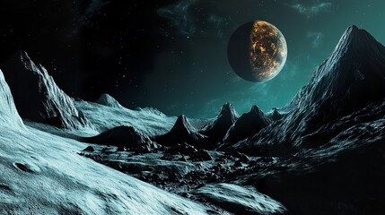 A Stunning View of a Distant Planet and Mountains