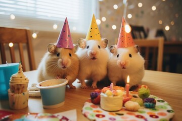 Sticker - Hamster birthday party mammal animal rodent.