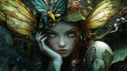 Canvas Print - Enchanted Forest Fairy: A Mystical Portrait