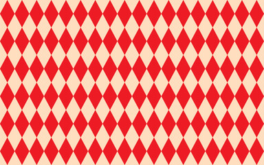 seamless diamond pattern in red and beige colors. Argyle classic fabric design. Diamond or lozenge simple background. geometric vector wallpaper. Venetian rhombus carnival ornament.