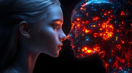Leinwandbilder - Controlling Humanity through Intelligence:A Futuristic Dystopian Concept Exploring the Potential Risks and Implications of AI-Powered Human Manipulation and Subjugation.