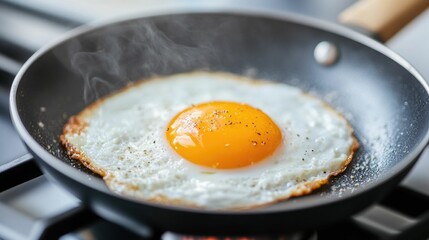 Close up view of a plant based egg substitute being cooked on a modern energy efficient smart stovetop  This innovative food product offers a sustainable cruelty free alternative to traditional eggs