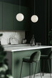 © Luluraschi - kitchen furniture in matte green color, minimalism with white marble countertop