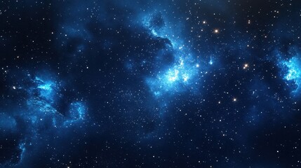 Wall Mural - a starry night sky with bright blue nebulae