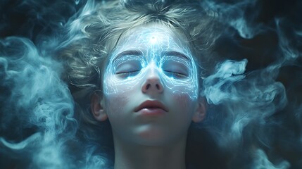 Poster - Futuristic Mind Control Concept Showcasing Digital Dominance and Technological Manipulation of Humans Through Advanced Cyberpunk-Inspired Devices and Systems