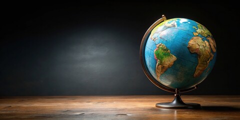 aerial globe on table with black background