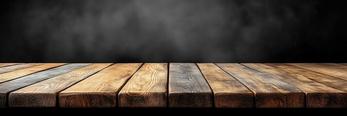 Poster - Empty Wooden Table Top on Dark Background