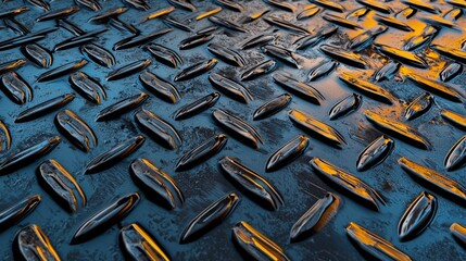 Close-Up of Metal Diamond Plate with Raised Texture