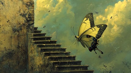 Wall Mural - Butterfly Flight: A Surreal Journey of Transformation