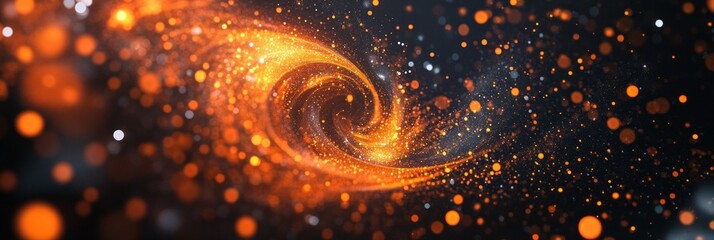 Wall Mural - a vibrant swirl of orange and gold particles resembling a cosmic phenomenon.