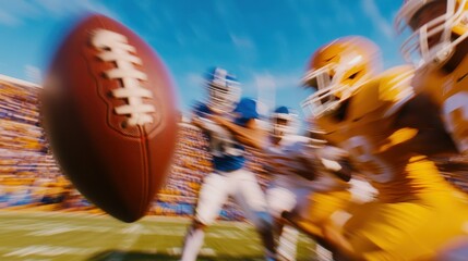 Canvas Print - A dynamic moment in football, capturing players in action and a flying football.