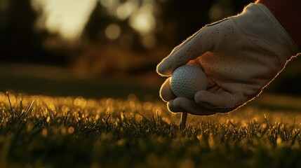 Canvas Print - A golfer preparing to tee off on a sunlit course, showcasing focus and anticipation.