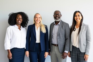 Sticker - Group of diverse business people standing in a row smiling at the camera