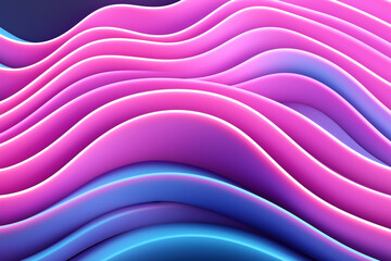 Poster - Abstract image of pink and blue wavy lines creating an undulating pattern. The lines have a soft, smooth appearance and a gradient of vibrant colors.