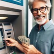 © customer solution - Photo of old man taking money from ATM