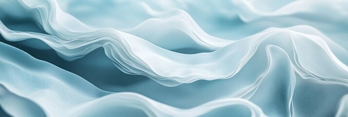 Canvas Print - A close-up of soft, flowing fabric in shades of blue, creating a serene and elegant atmosphere.