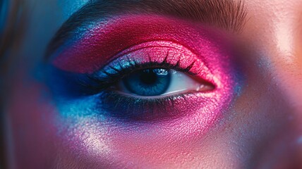 Close up photo of female pink Eyeshadows Makeup