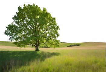 tree, landscape, sky, grass, nature, field, green, meadow, summer, blue, spring, clouds, rural, countryside, lonely, horizon, country, cloud, hill, natural, alone, sunny, oak, season, outdoors