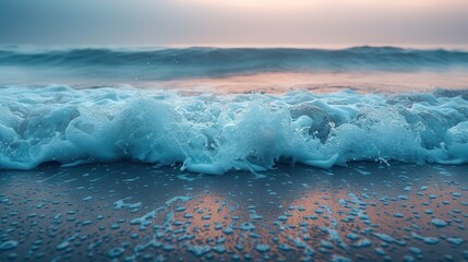 Wall Mural - Gentle Waves at Sunrise on a Serene Beach