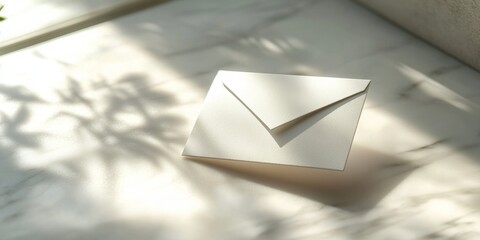 Wall Mural - Business Card with Email Symbol, showcasing a sleek design, floating email graphic on the left, smooth light backdrop, professional presentation