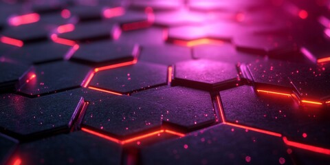 Wall Mural - futuristic geometric network, interconnected hexagons and polygons form a high-tech backdrop, ideal 