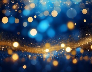 Blue and gold Abstract background and bokeh on New Year's Eve