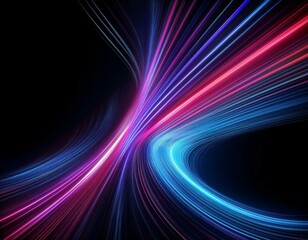 Neon futuristic flashes on black background. Motion light lines backdrop. For banner, postcard, illustration. Created with generative AI tools