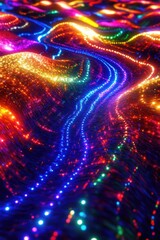 Poster - Colorful lights on a black surface.