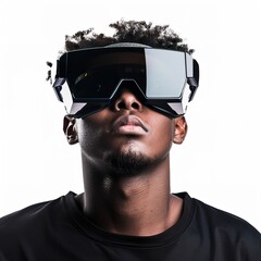 Wall Mural - Man, student and VR or futuristic glasses for png