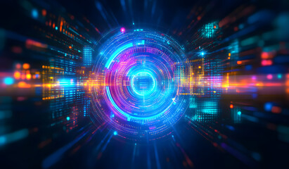 Wall Mural - technology digital interface artificial intelligence hologram future network abstract background com