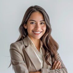 Wall Mural - Young beautiful latin girl wearing business clothes 