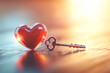 © enterdigital - A romantic heart symbol paired with a vintage key, representing love and connection in a warm, soft light background.