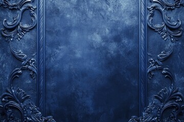 Poster - A blue wall with a decorative frame, perfect for home decor or design concept.