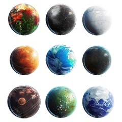 Poster - Set of fantasy planets isolated on transparent 