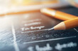 © enterdigital - Close-up of wooden pencils resting on a chalkboard with handwritten notes and a warm light, perfect for educational themes.