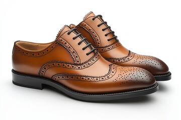 Brown shoe with a brown sole and a brown laces. The shoe is made of leather. leather shoes