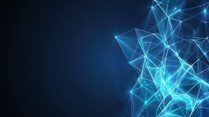 Wall Mural - dark blue abstract background with glowing blue lines in modern geometric patterns illustrating tech