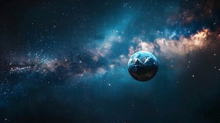Poster - majestic earth floating in the vast milky way galaxy emphasizing the planet s insignificant yet vita