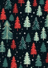 Canvas Print - Christmas background pattern tree backgrounds.