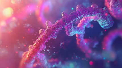 Wall Mural - abstract dna helix: a glowing 3d render of genetic code