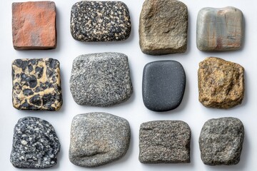 Poster - A collection of rocks situated on a smooth, white surface.